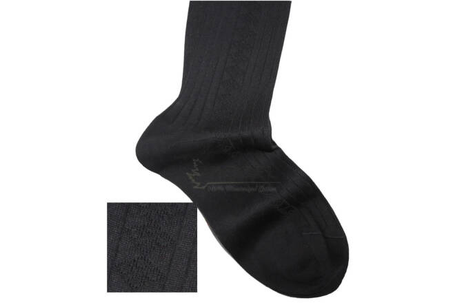 VICCEL / CELCHUK Knee Socks Diamond Textured Black - Czarne luksusowe podkolanówki z diamentową teksturą
