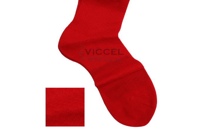 VICCEL / CELCHUK Socks Fish Skin Textured Scarlet Red - Czerwone eleganckie skarpetki z teksturą