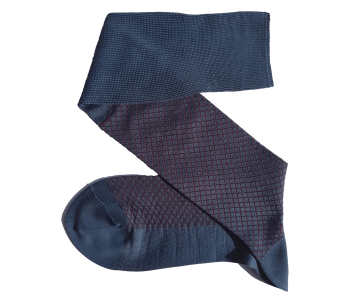 VICCEL / CELCHUK Knee Socks Fish Net Light Navy Blue Burgundy - Granatowo burgundowe podkolanówki męskie