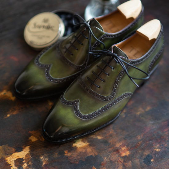 green shoes patina