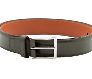 TLB MALLORCA Belt 302VER Green - Zielony skórzany pasek do spodni