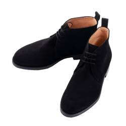 Buty marki Patine zamszowe koloru czarnego typu boots. Trzewiki zamszowe eleganckie, TLB shoes, Patine shoes, Yanko shoes.