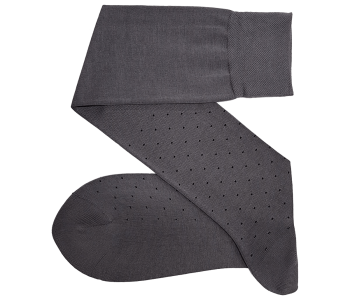VICCEL / CELCHUK Knee Socks Pin Dots Gray / Black - Szare luksusowe podkolanówki męskie w czarne kropki