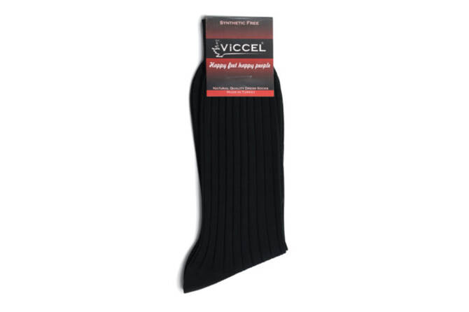 VICCEL / CELCHUK Socks Solid Black Cotton - Czarne skarpety garniturowe