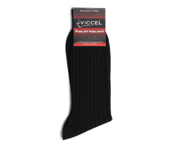 VICCEL / CELCHUK Socks Solid Black Cotton - Czarne skarpety garniturowe
