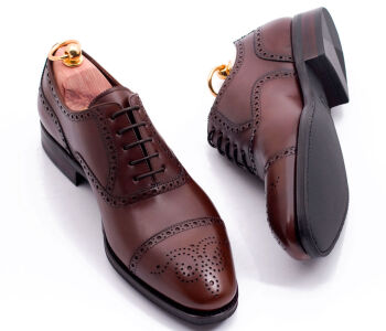 TLB MALLORCA Half Brogues NEWMAN 555C F Brown - brązowe brogsy męskie (SALE)