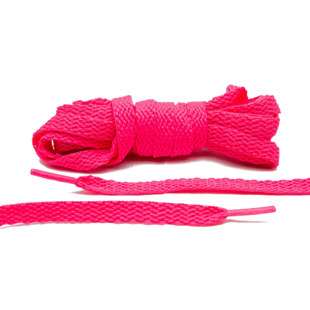 LACE LAB Flat Shoe Laces 8mm Neon Pink - Różowe płaskie sznurowadła do butów