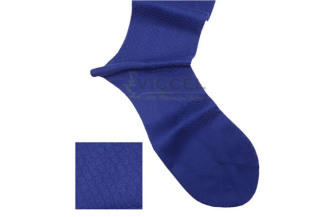 VICCEL / CELCHUK Socks Fish Skin Textured Egyptian Blue - Niebieskie eleganckie skarpety z teksturą