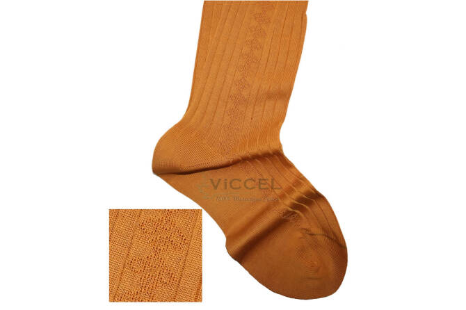 VICCEL / CELCHUK Knee Socks Diamond Textured Golden - Złote luksusowe podkolanówki z diamentową teksturą