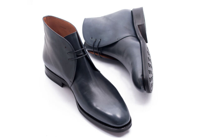 YANKO Chukka Boots 080Y F Blue - niebieskie trzewiki męskie