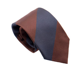 PATINE Tie Silk Stripe Marron / Bleu Petrol HAND MADE - Luksusowy jedwabny krawat w pasy