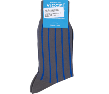 VICCEL / CELCHUK Socks Shadow Stripe Gray / Royal Blue - Cienkie skarpety męskie