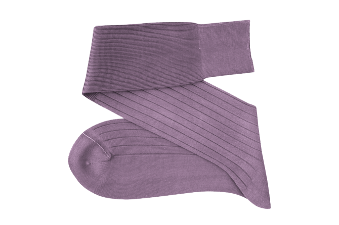 VICCEL / CELCHUK Knee Socks Solid Lilac Cotton - Liliowe podkolanówki