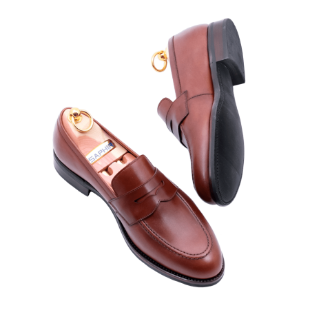 Penny loafers, Cambridge brown podeszwa gumowa, goodyear welted, casual, smart casual. skóra,