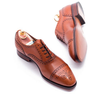 YANKO Half Brogues 435 F Light Brown - jasno brązowe brogsy męskie