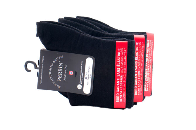 PERRIN Men No Elastic Socks 456 Noir - Eleganckie skarpety męskie