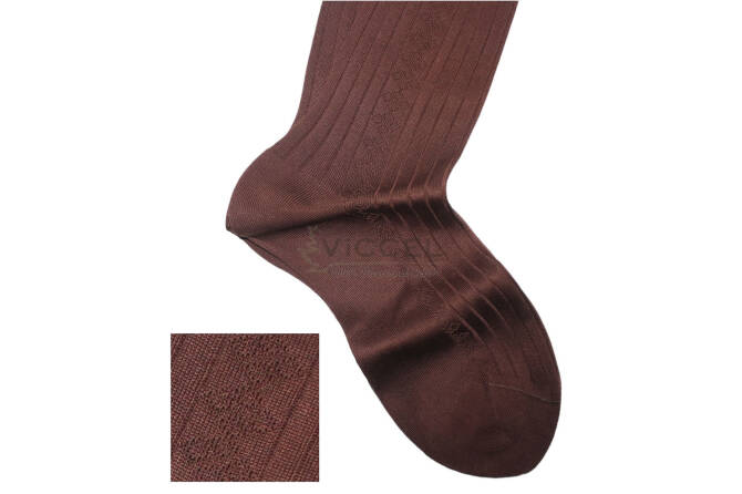 VICCEL / CELCHUK Knee Socks Diamond Textured Brown - Brązowe luksusowe podkolanówki z diamentową teksturą