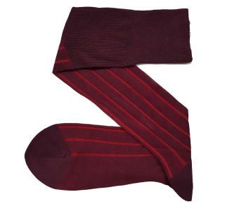 VICCEL / CELCHUK Knee Socks Shadow Stripe Burgundy / Red - Cienkie podkolanówki męskie