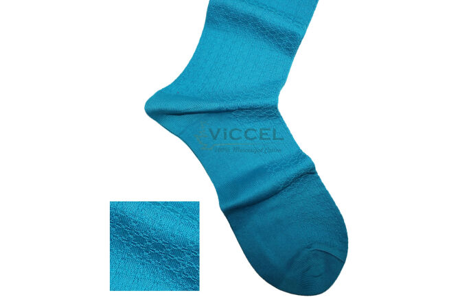 VICCEL / CELCHUK Socks Star Textured Turquoise - Turkusowe luksusowe skarpety z teksturą