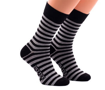 PATINE Socks PAPA04-2999 - Czarne skarpety w szare paski