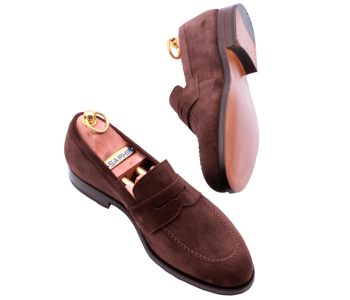 TLB MALLORCA Penny Loafers MARTIN 545 F Suede Brown - brązowe loafersy męskie
