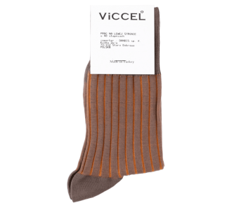 VICCEL / CELCHUK Socks Shadow Stripe Marmato / Mustard - Jasno brązowe skarpety z musztardowymi wydzieleniami