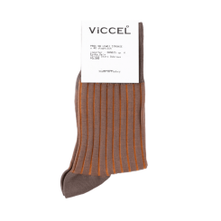 VICCEL / CELCHUK Socks Shadow Stripe Marmato / Mustard - Jasno brązowe skarpety z musztardowymi wydzieleniami