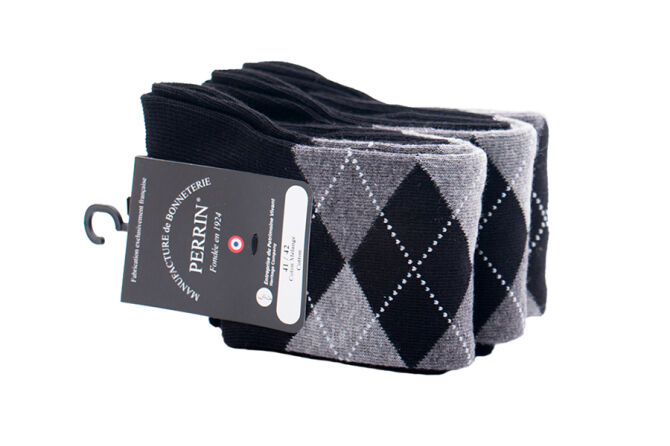 PERRIN Men Socks 378 Noir - Eleganckie skarpety męskie