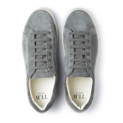 Klasyczne szare zamszowe sneakersy męskie, TLB MALLORCA SNEAKERS S2 Beta Plus Velour Fumo OFF White - Szare zamszowe Sneakersy