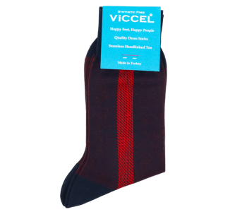 VICCEL / CELCHUK Socks Geometric Navy Blue / Red - Granatowo czerwone skarpety męskie