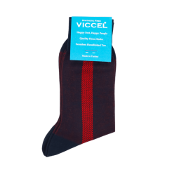 VICCEL / CELCHUK Socks Geometric Navy Blue / Red - Granatowo czerwone skarpety męskie