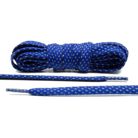 LACE LAB Reflective FLAT 2.0 Laces 9mm Sapphire - Płaskie niebieskie sznurówki do butów