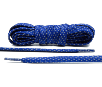 LACE LAB Reflective FLAT 2.0 Laces 9mm Sapphire - Płaskie niebieskie sznurówki do butów