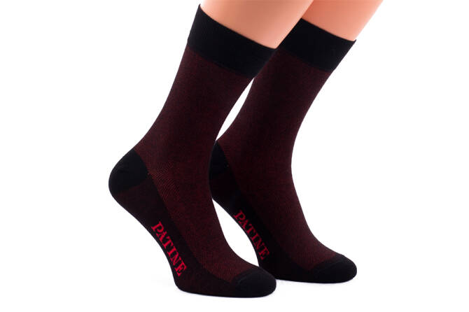 PATINE Socks PAME01-0001 - Czarne skarpety z czerwonymi prześwitami