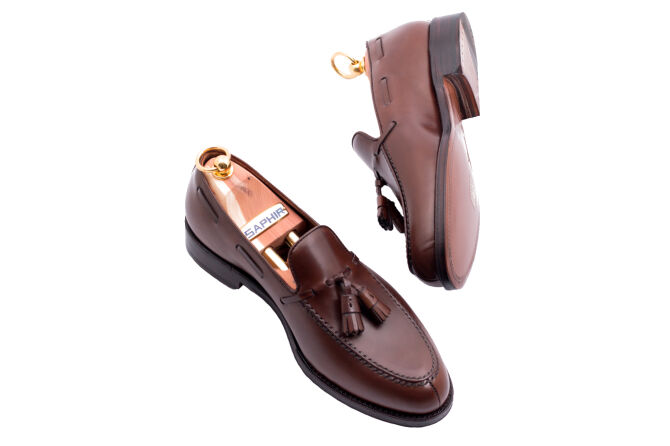 YANKO Tassel Loafers 666 F Brown - brązowe loafersy męskie