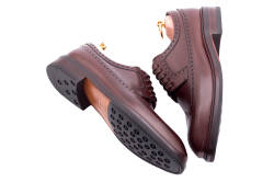 Ciemno brązowe eleganckie stylowe  buty klasyczne TLB brogues vegano dark marron na podeszwie gumowo skórzanej