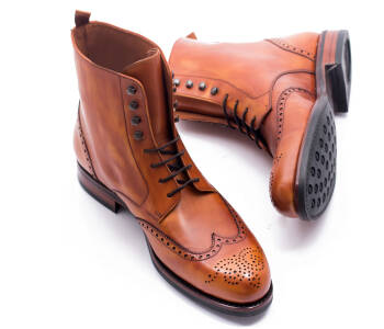 YANKO Boots Brogue 653Y G Light Brown - jasno brązowe trzewiki męskie