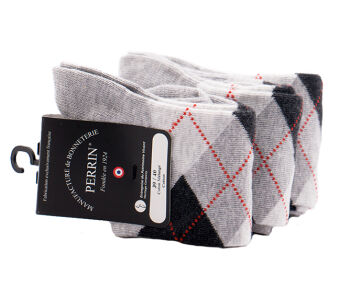 PERRIN Men Socks 378 Gris - Eleganckie skarpety męskie