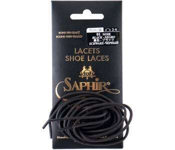 SAPHIR MDOR Laces Fine Glazed 1.5mm Black - czarne okrągłe sznurowadła wysoki połysk