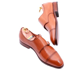 TLB MALLORCA Double Monks HOPKINS 544 F Light Brown - jasno brązowe monki męskie