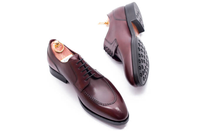 Burgundowe angielki derby marki TLB Mallorca  model 538 podeszwa SENIOR klasyczne obuwie wizytowe, eleganckie buty, uniwersalne, do wielu stylizacji, 