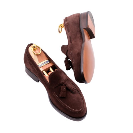 TLB MALLORCA Penny Loafers ETHAN 719 F Suede Brown - brązowe loafersy męskie