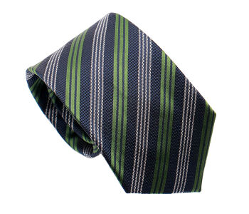 PATINE Tie 21 Vert Fonce / Bleu Marine / Argent HAND FINISHED - Jedwabny krawat