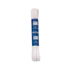 SAPHIR BDC Laces Medium Flat Waxed 5mm White - Białe płaskie sznurowadła woskowane