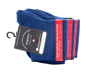 PERRIN Men No Elastic Socks 456 Indigo - Eleganckie skarpety męskie