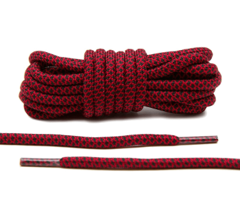 LACE LAB Rope Laces 5mm Black / Red - Czarno czerwone okrągłe sznurowadła do butów