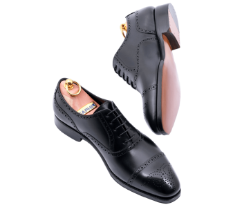 TLB MALLORCA Half Brogues NEWMAN 555 F Black - czarne brogsy męskie