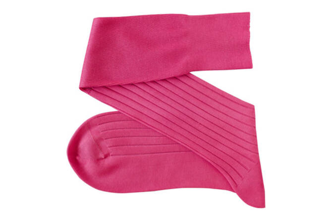 VICCEL / CELCHUK Knee Socks Solid Pink Cotton - Różowe podkolanówki