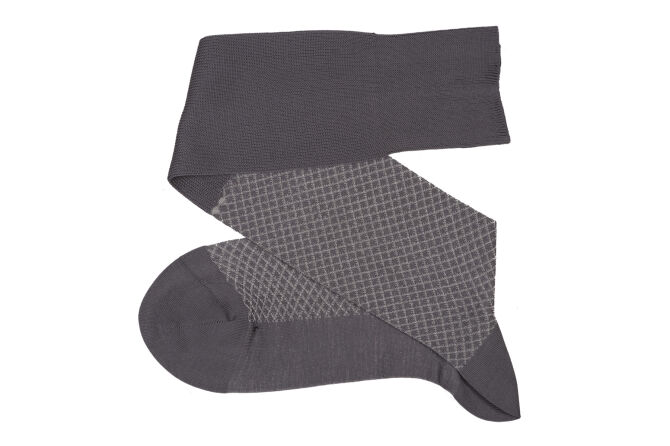 VICCEL / CELCHUK Knee Socks Fish Net Gray – Light Gray - Szare podkolanówki z jaśniejszymi akcentami