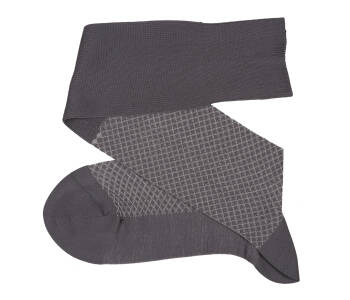 VICCEL / CELCHUK Knee Socks Fish Net Gray – Light Gray - Szare podkolanówki z jaśniejszymi akcentami